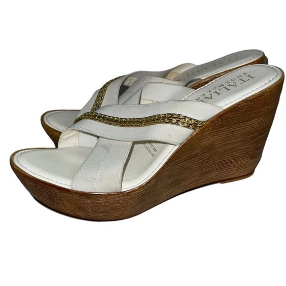 Italian Shoemaker White Wedge Sandals Size 9 - Picture 3 of 6
